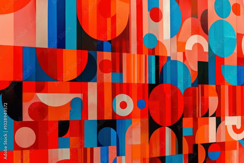 Abstract Geometric Art with Red, Blue, and White Shapes Abstract Geometric Art with Red, Blue, and White Shapes