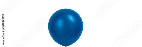 Single blue balloon floating on transparent background