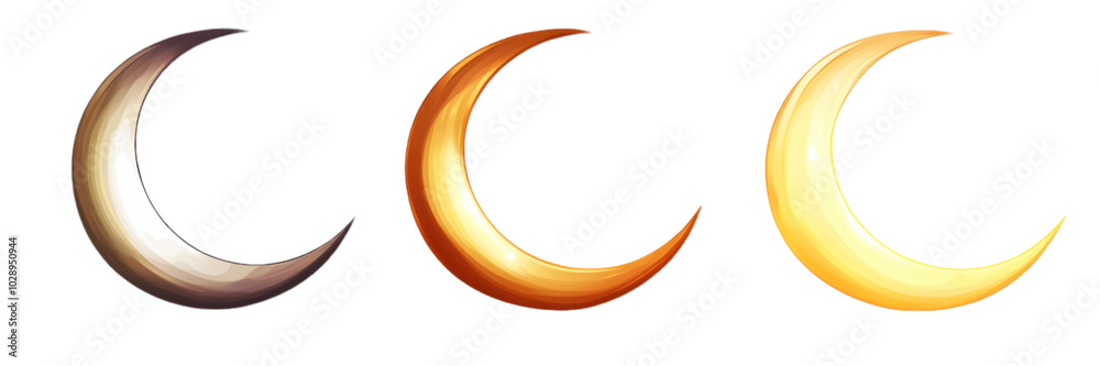 Crescent Moon Shapes Gold Orange Brown Design Element Crescent Moon Shapes Gold Orange Brown Design Element