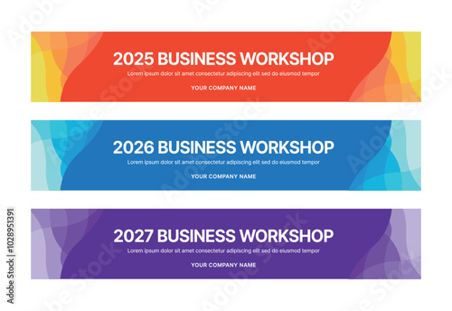 Set of business banner design templates in modern, geometry, abstract shape pattern style for schools, companies, workshops, events and conference. 