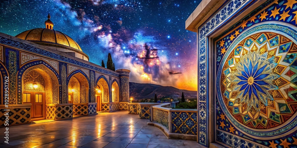 Obraz premium Greek Ornaments Night Photography - Geometric Patterns for Design Inspiration