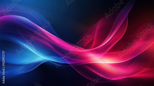 Blue and red gradient abstract background with glowing waves and light effects. Simple lines flow smoothly through the high-resolution, high-contrast vector design, creating a modern and elegant visua photo