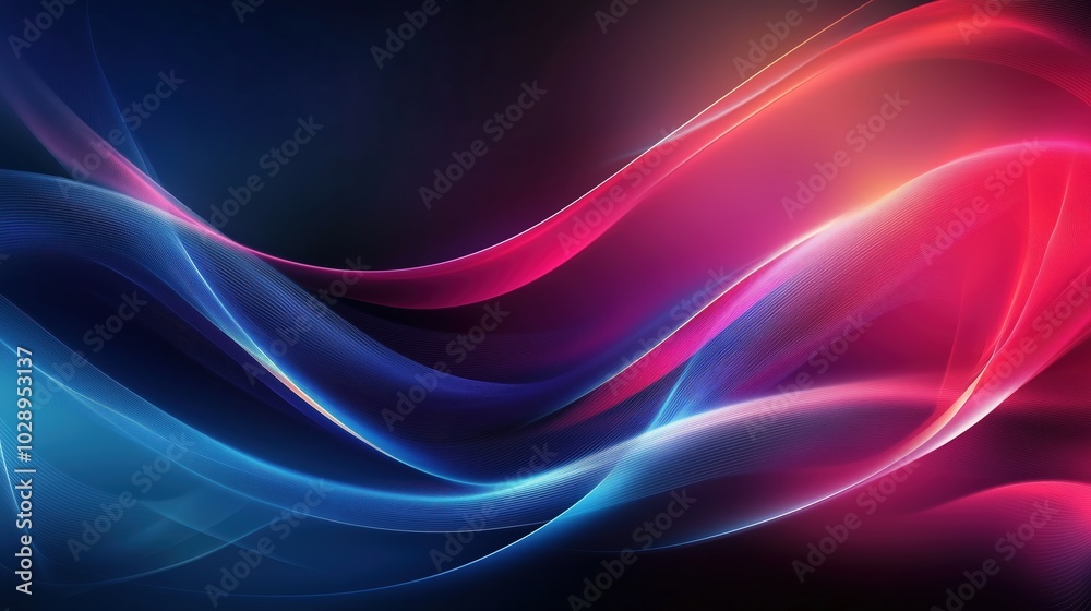 Blue and red gradient abstract background with glowing waves and light effects. Simple lines flow smoothly through the high-resolution, high-contrast vector design, creating a modern and elegant visua Blue and red gradient abstract background with glowing waves and light effects. Simple lines flow smoothly through the high-resolution, high-contrast vector design, creating a modern and elegant visua