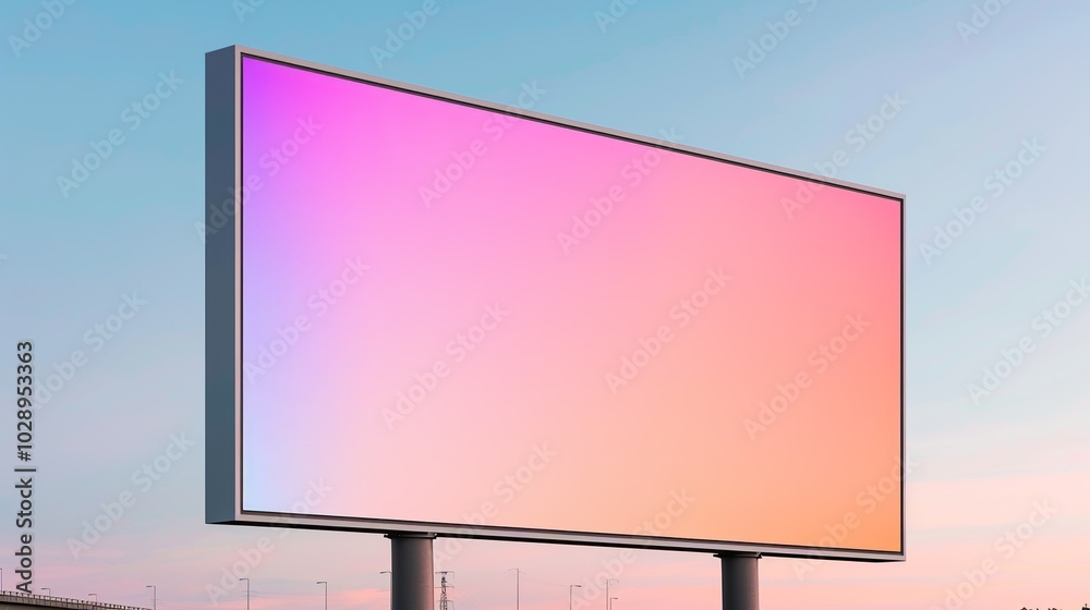 Busy Expressway Billboard Mockup: Prominent billboard along a busy expressway, showcasing a large, eye-catching ad. Ideal for both day and night visibility in high-traffic urban areas. High