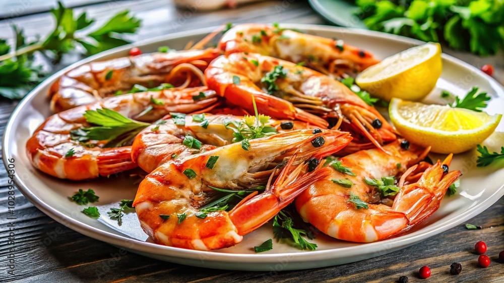 Grilled Shrimps with Lemon and Herbs - A Delicious Seafood Dish for Culinary Enthusiasts Grilled Shrimps with Lemon and Herbs - A Delicious Seafood Dish for Culinary Enthusiasts