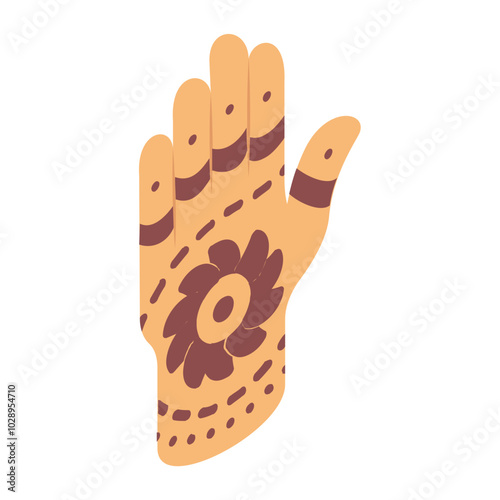 Mehndi or Henna for Muslims brides isometric concept, temporary skin decoration vector icon design, Muslim marriage Symbol, Islamic wedding customs Sign, Indian subcontinent matrimony illustration