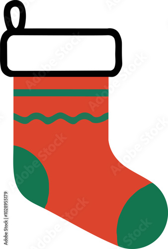 Minimalist illustration of a Christmas ornament sock