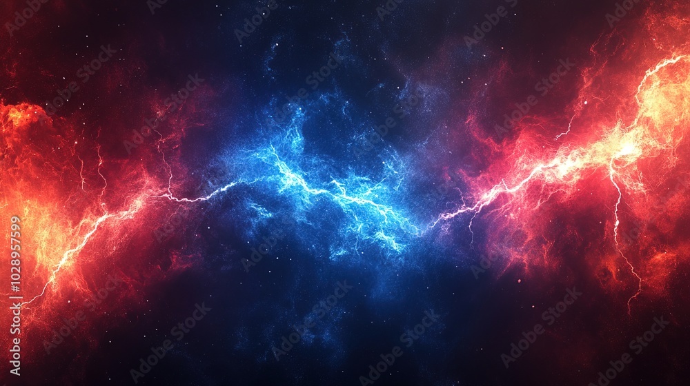 Red and blue battle lightning background Red and blue battle lightning background