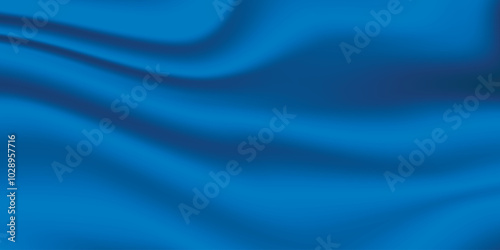 Silk blue background. Abstract vector pattern with copy space. Liquid wave texture, smooth drapery wallpaper. Wedding fabric, satin. Wavy design for banner, card, postcard, backdrop