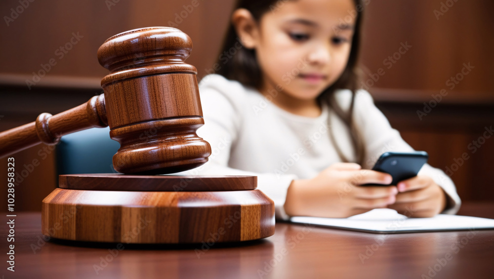 legal judges hammer on wooden table, Close up of a legal judges hammer with a blurred child in the background. Child custody legal judges hammer on wooden table, Close up of a legal judges hammer with a blurred child in the background. Child custody