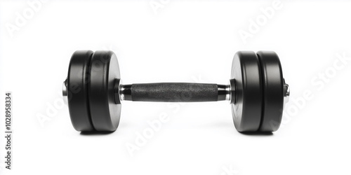 Black dumbbell isolated on white background for fitness training