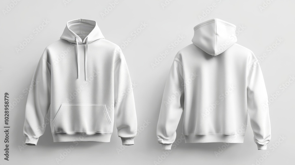 White hoodie mockup. Front and back hoodie template White hoodie mockup. Front and back hoodie template