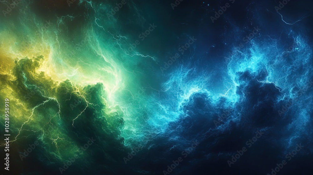 Green and blue battle lightning background Green and blue battle lightning background