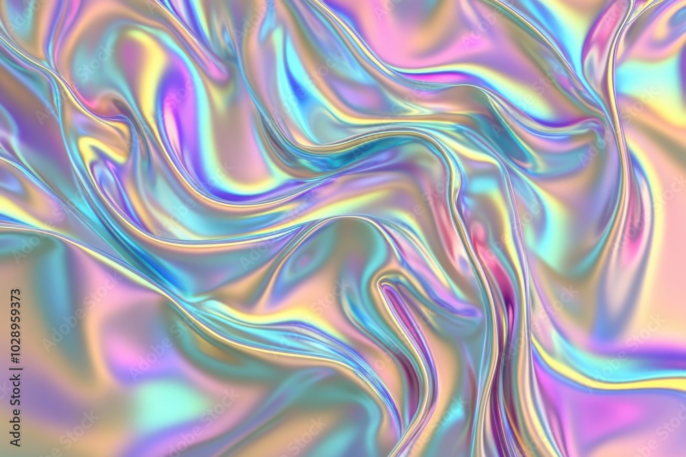 Obraz premium Iridescent neon background with soft pastel colors blending into a holographic effect