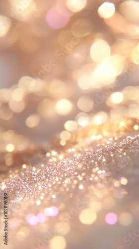 Abstract Golden Background for Beauty Marketing Featuring Blurry Bokeh Lights and Sparkling Magical Moments, Creating a Luxurious Atmosphere on Stage, Perfect for Christmas Celebrations, Festive Holid