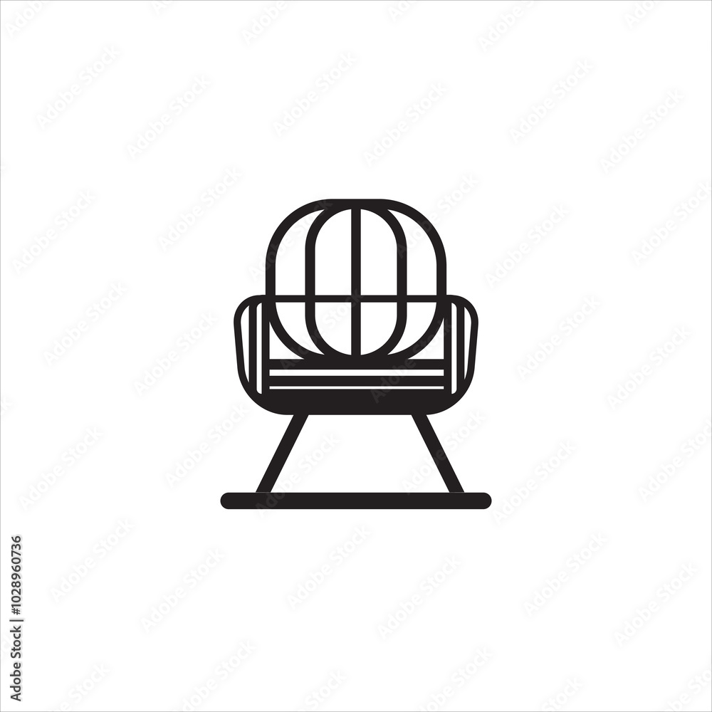 Chair icon design with black line style