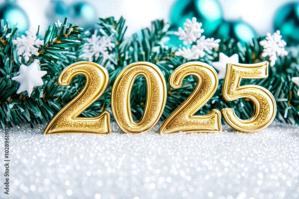 Happy New Year background and numbers 2025 year