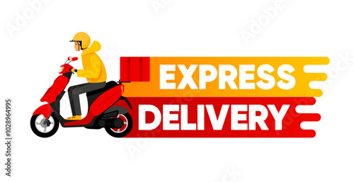 Express Delivery service concept. Courier and fast delivery inscription. Express, fast, free delivery. Vector illustration.