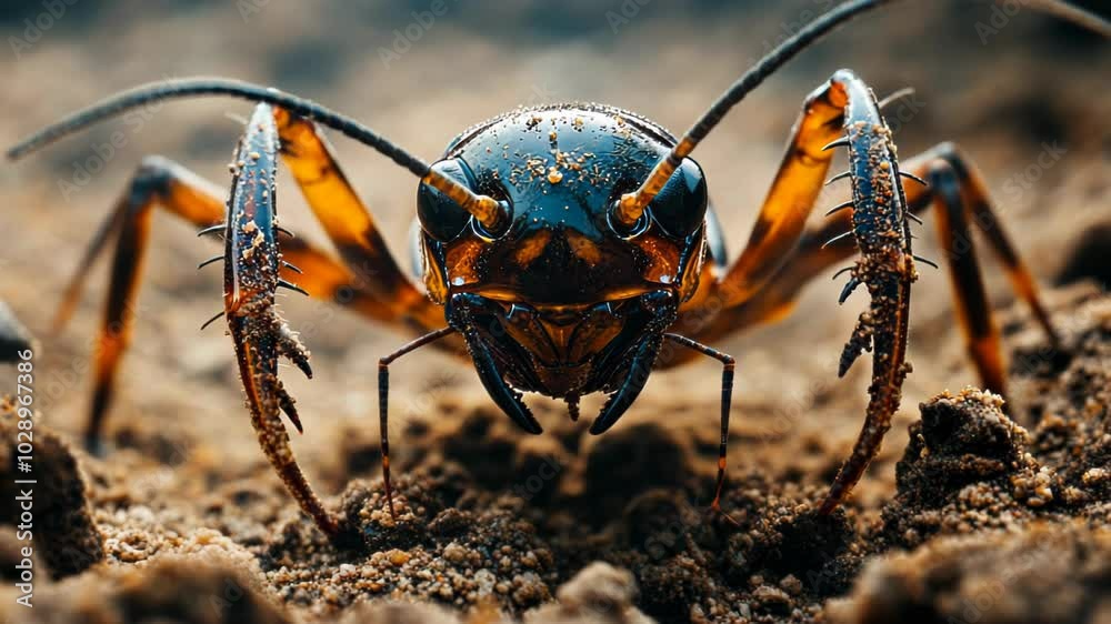 A close-up of an ant showcasing its detailed features and environment.