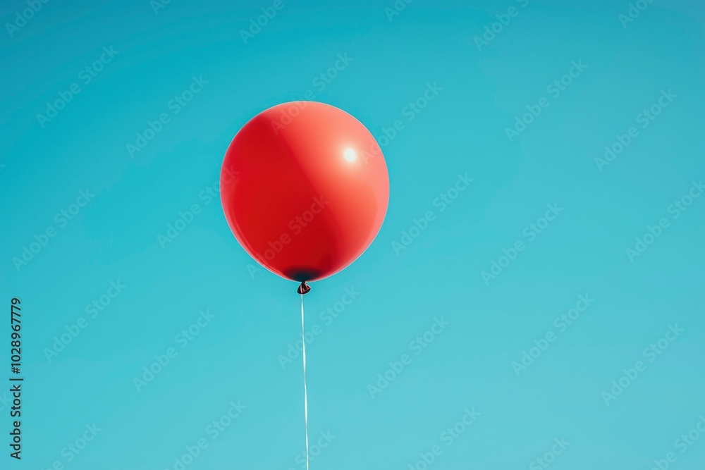 A single red balloon floating in a clear blue sky A single red balloon floating in a clear blue sky