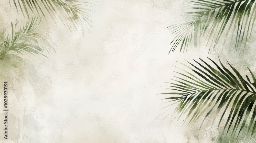 Obraz premium Subtle palm leaf shadows on a textured white background