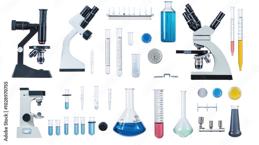 Isolated images of various science lab instruments for educational purposes. Isolated images of various science lab instruments for educational purposes.