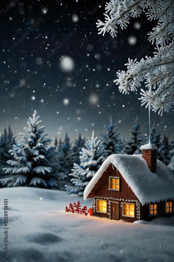 Fototapeta premium christmas house in the forest