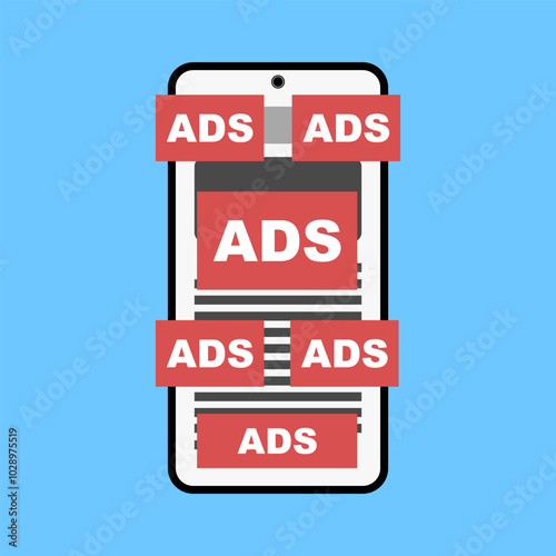 Smartphone Screen Overloaded with Intrusive Popup Ads