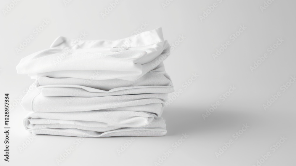 Stacked White Fabric Items on a White Surface Stacked White Fabric Items on a White Surface