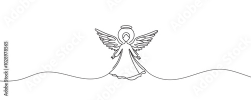 angel continuous one line drawing. Vector illustration.