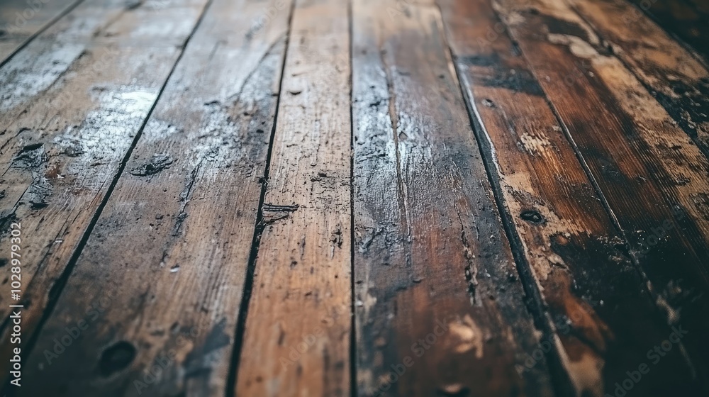 Weathered Wooden Floor in Abandoned Space Weathered Wooden Floor in Abandoned Space