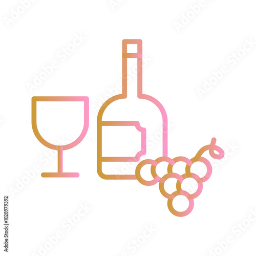 Wine Glass and Grapes Vector Icon