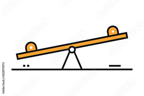 "Old Imbalance Rocker See Saw Sween Vector Illustration on White Background"

