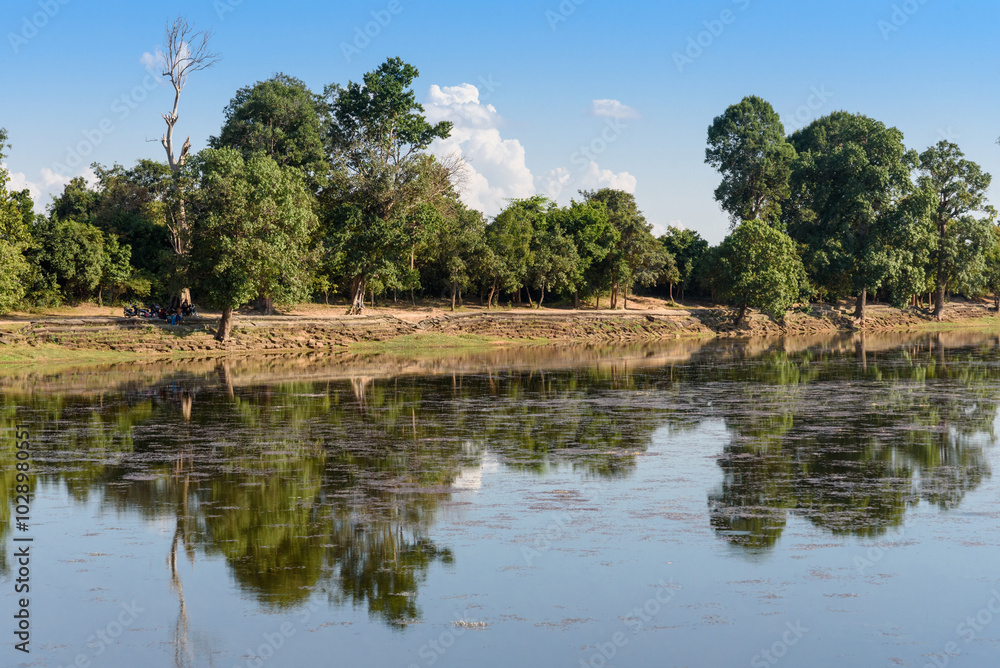 reservoir with reflection in Cambodia. reservoir with reflection in Cambodia.