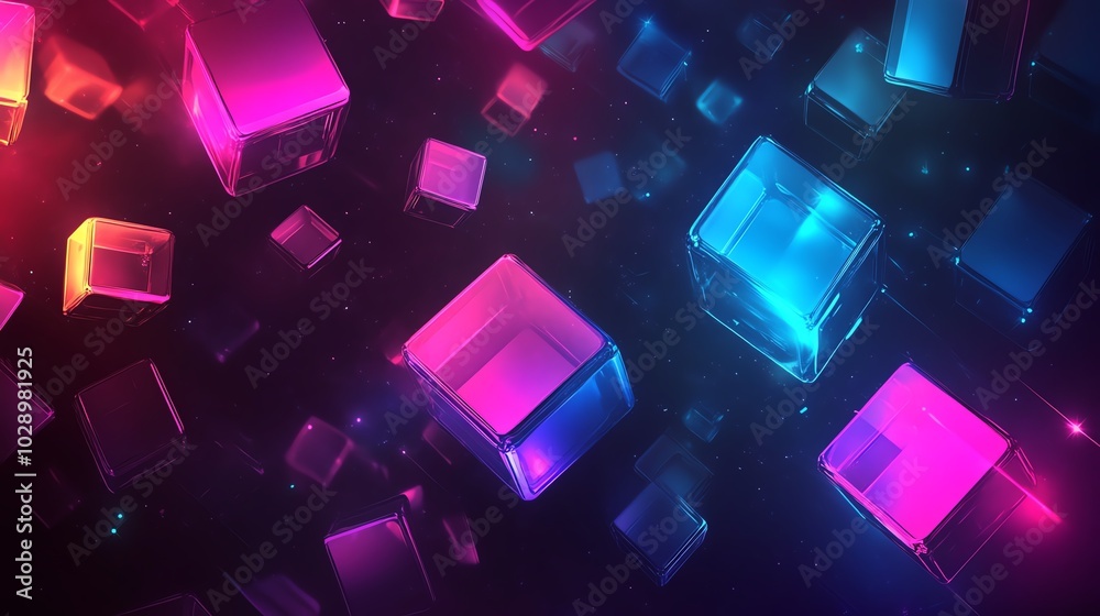 Colorful cubes on a dark background. Colorful cubes on a dark background.