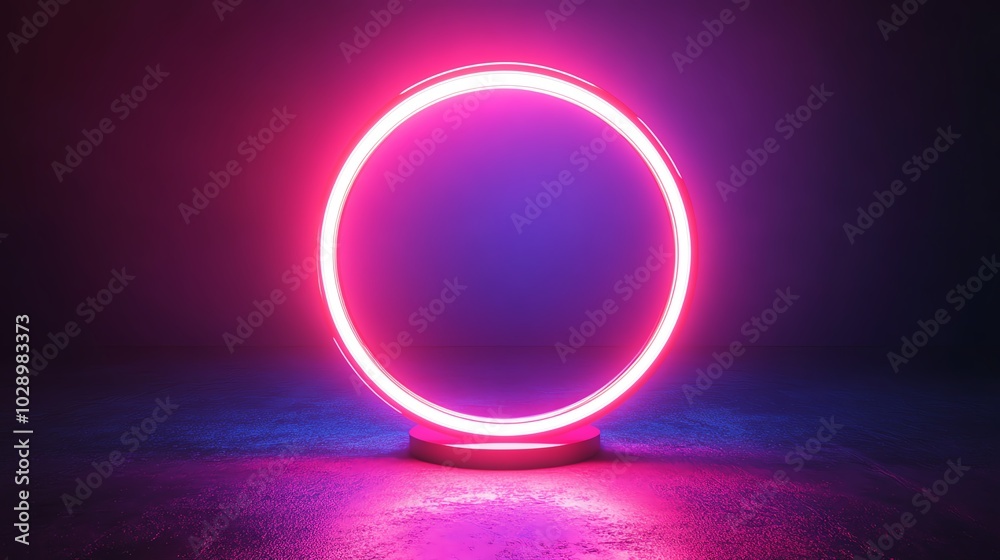 Glowing neon circle on dark background Glowing neon circle on dark background