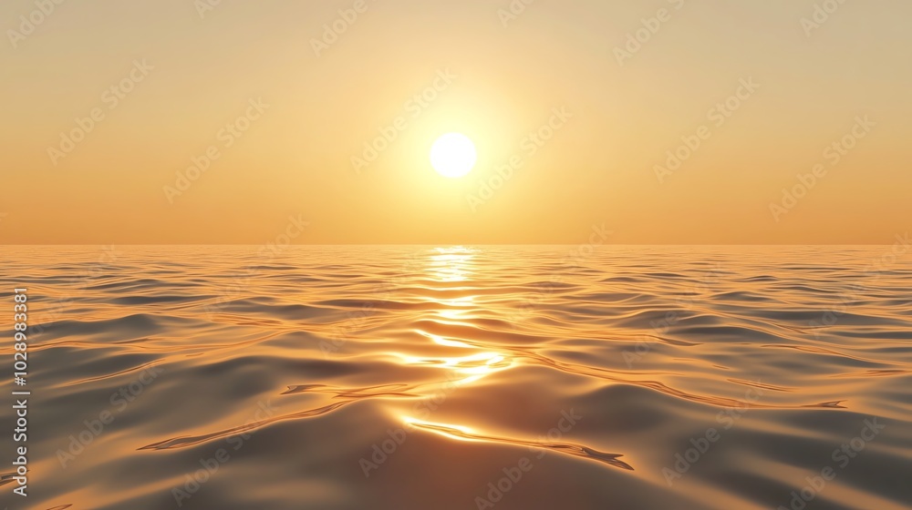 Obraz premium Golden sunset over calm ocean waves