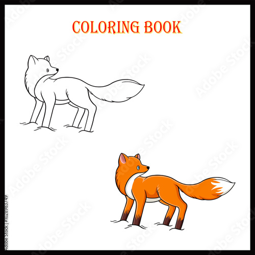 Lets color it Coloring page with cute cartoon Coloring page Fox Educational game for children