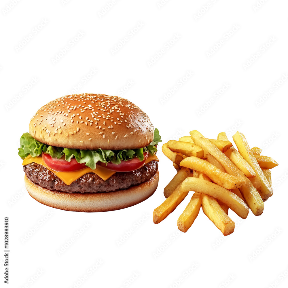 Classic Cheeseburger with Crispy French Fries Classic Cheeseburger with Crispy French Fries