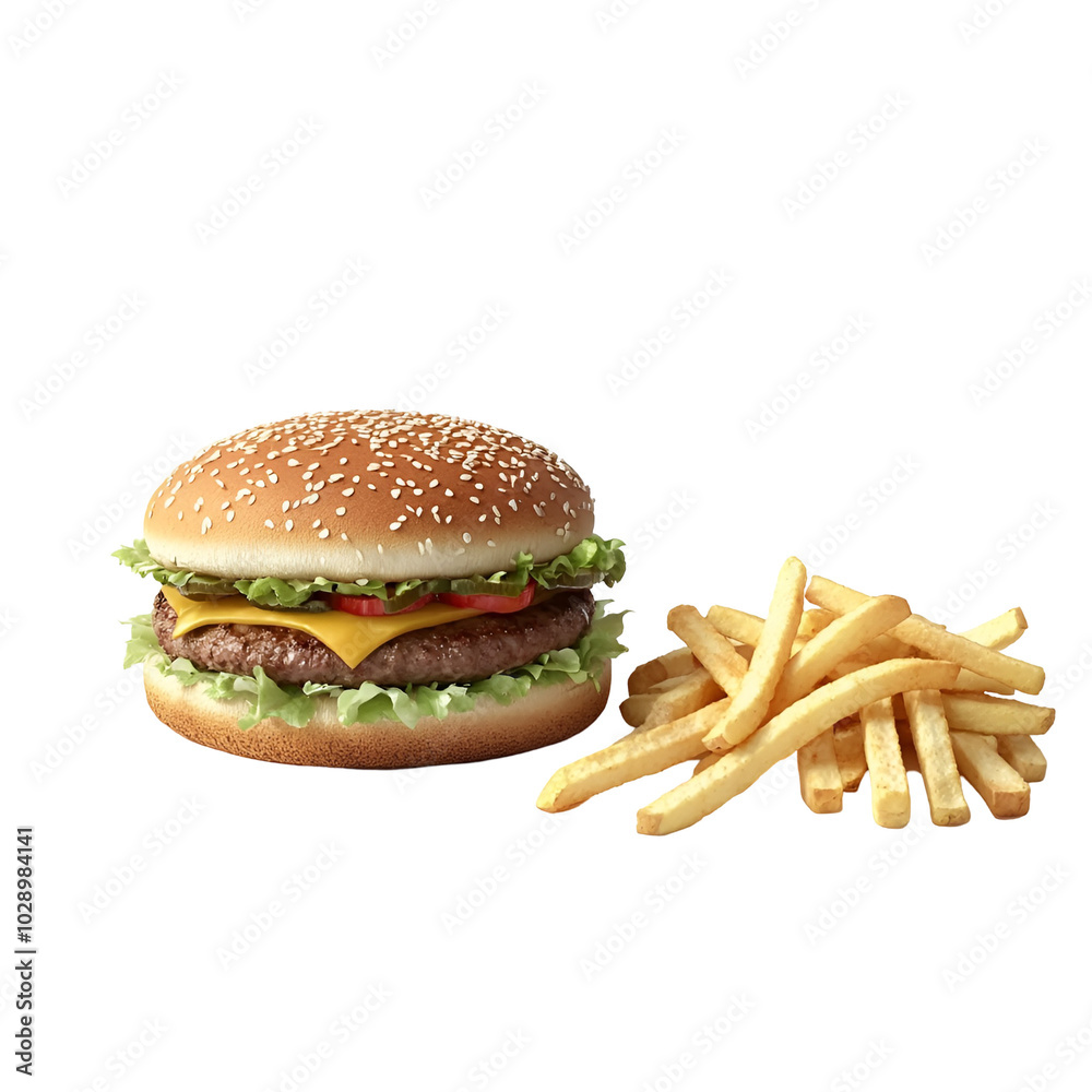 Classic Cheeseburger with Crispy Golden Fries Classic Cheeseburger with Crispy Golden Fries