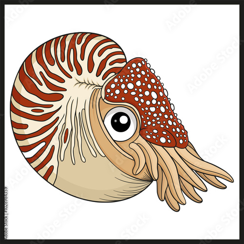 Photography Cartoon funny nautilus on white background