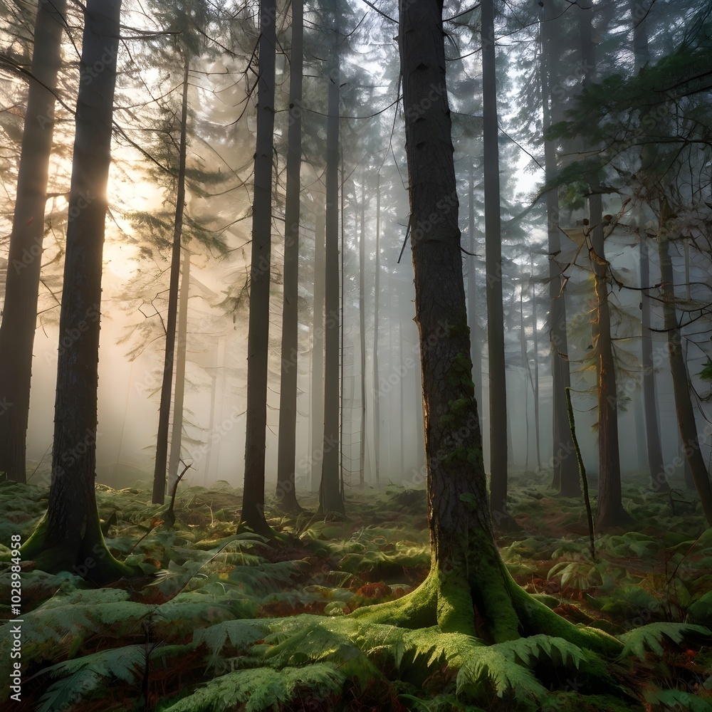 Fototapeta premium misty morning in the forest