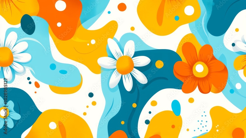 A colorful background with a bunch of flowers in the foreground. The flowers are yellow and blue, and they are scattered throughout the image. The background is a mix of blue and yellow A colorful background with a bunch of flowers in the foreground. The flowers are yellow and blue, and they are scattered throughout the image. The background is a mix of blue and yellow