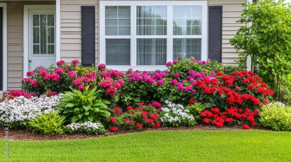 Air source heat pump attached to the side of a residential home, with a well-maintained garden in the foreground. Air source heat pump attached to the side of a residential home, with a well-maintained garden in the foreground.