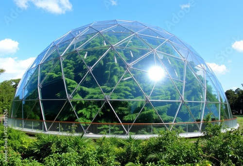 Bio Dome A large geodesic dome with a lush green interior and a photo