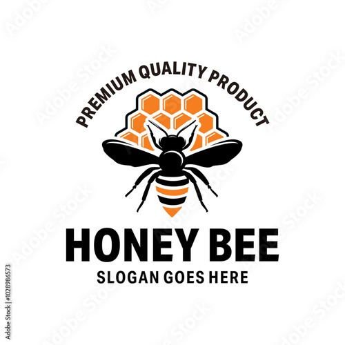 Honey Bee logo template design Vector illustration
