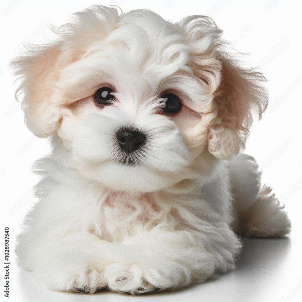 Cute puppy maltipoo on white background Cute puppy maltipoo on white background