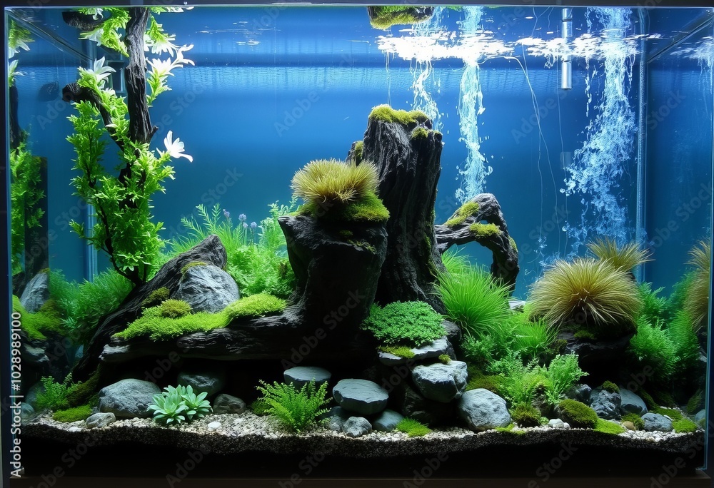 Naklejka premium Exploring Aquascaping Design underwater landscapes for aquariums