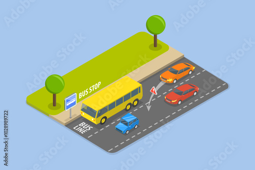 3D Isometric Flat Vector Illustration of Safety Driving Rules, Traffic Regulating