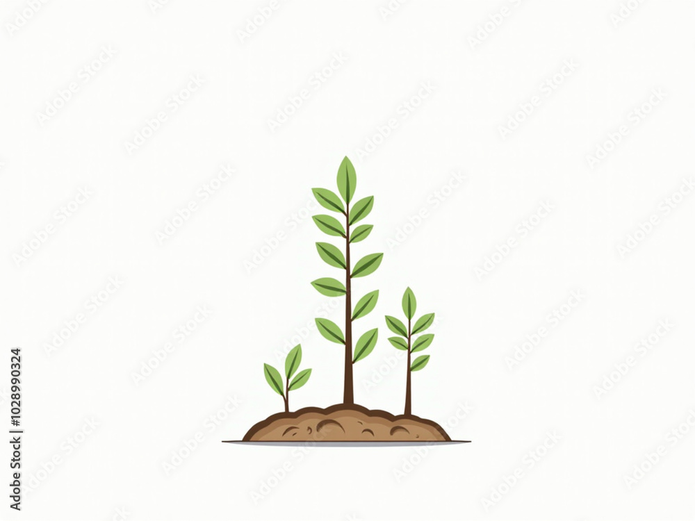 Crecimiento Natural: Ilustración de Plantas Verdes Simbólicas para Proyectos Ecológicos y de Sostenibilidad Crecimiento Natural: Ilustración de Plantas Verdes Simbólicas para Proyectos Ecológicos y de Sostenibilidad